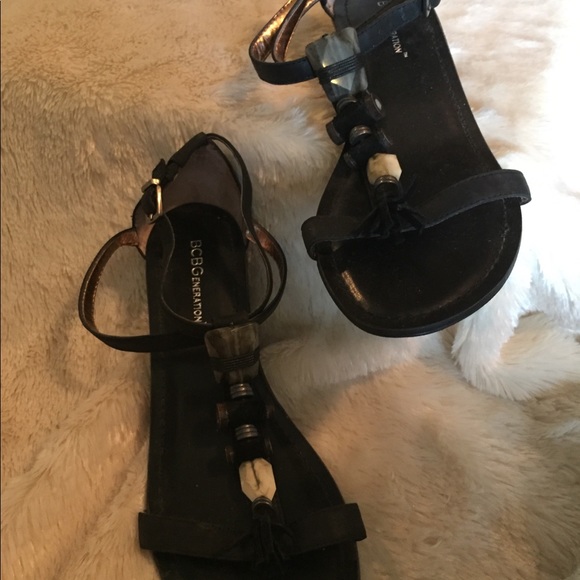 BCBG Shoes - BCBG Black Leather Sandals BCBG Shoes - BCBG Black Leather Sandals